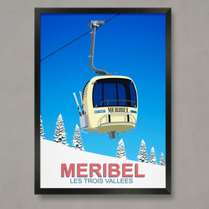 Meribel Ski Resort Poster, Ski Resort Poster, Ski Print , Snowboard Poster,  Ski Gifts, Ski Poster