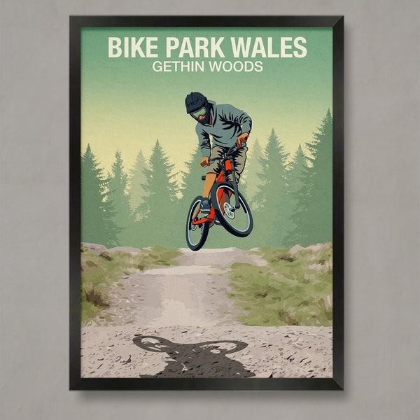 Bike Park Wales Poster, Mountain Bike Poster, Mountain Bike Print, MTB Poster, MTB prints