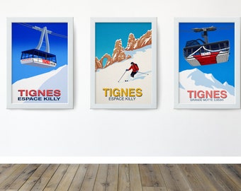 Set of 3 unframed ski prints, Choose any 3 from the Ski and Snowboard poster section in my shop.