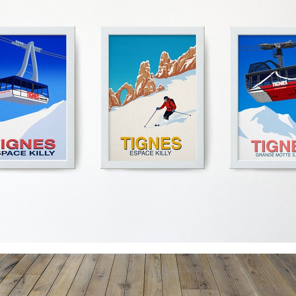 Set of 3 unframed ski prints, Choose any 3 from the Ski and Snowboard poster section in my shop., Ski Poster