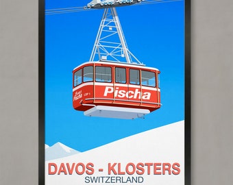 Davos - Klosters Ski Resort Poster, Ski Resort Poster, Ski Print, Snowboard Poster, Ski Gifts, Ski Poster