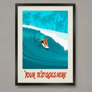 Personalized Surf Art Print: Custom Surfing Poster
