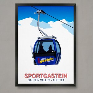 Sportgastein ski poster, Ski Resort Poster, Ski Print , Snowboard Poster,  Ski Gifts, Ski Poster