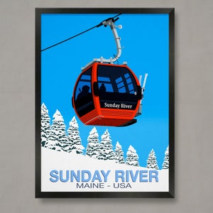 Sunday River Ski Resort Poster, Ski Resort Poster, Ski Print , Snowboard Poster,  Ski Gifts, Ski Poster