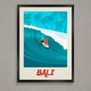Bali Surf Poster: Vintage Style Travel Print