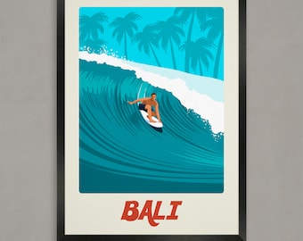 Bali Surf Poster: Vintage Style Travel Print
