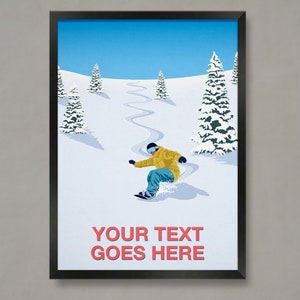 Fresh tracks,Personalised ski gift,Custom ski art,Snowboarder art poster,Personalised snowboard poster ,Personal snowboarder gift