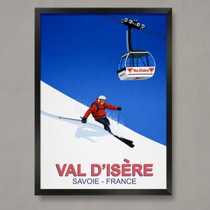 Val d&#39;isere Skifahrer Poster, Ski Resort Poster, Ski Print, Snowboard Poster, Ski Gifts, Ski Poster