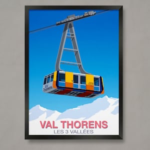 Val Thorens Ski Resort Poster: Cime Caron Cable Car Print