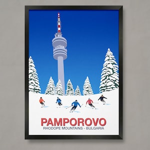 Pamporovo Ski Resort Poster, Ski Resort Poster, Ski Print , Snowboard Poster,  Ski Gifts, Ski Poster