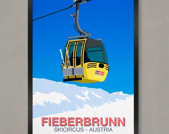 Fieberbrunn Ski Poster, Ski Resort Poster, Ski Print, Snowboard Poster, Ski Gifts, Ski Poster