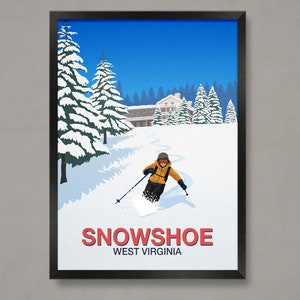 Snowshoe Ski Resort Poster, Ski Resort Poster, Ski Print , Snowboard Poster,  Ski Gifts, Ski Poster