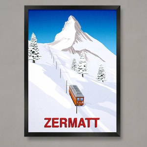 Zermatt, Matterhorn, Schweiz Ski Poster, Ski Resort Poster, Ski Print, Snowboard Poster, Ski Geschenke, Ski Poster, Ski Poster