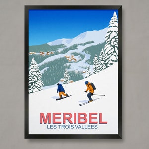 Meribel Ski Resort Poster, Ski Resort Poster, Ski Print , Snowboard Poster,  Ski Gifts, Ski Poster