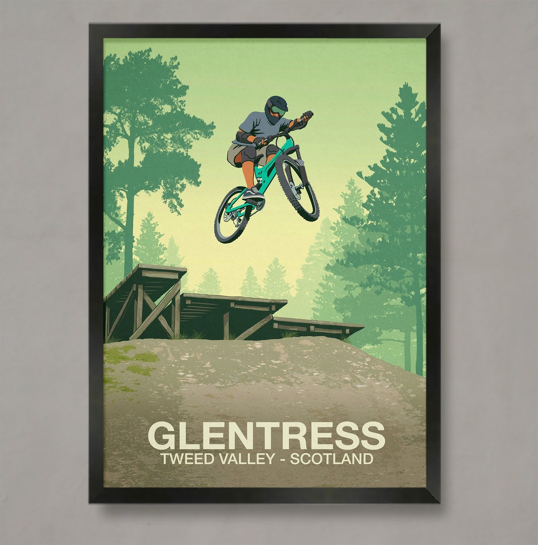 Glentress Mountain Bike Trail Poster, Mountain Bike Poster, Mountain
