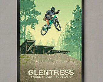 Glentress Mountain Bike Trail Art Print: Tweed Valley, Scotland