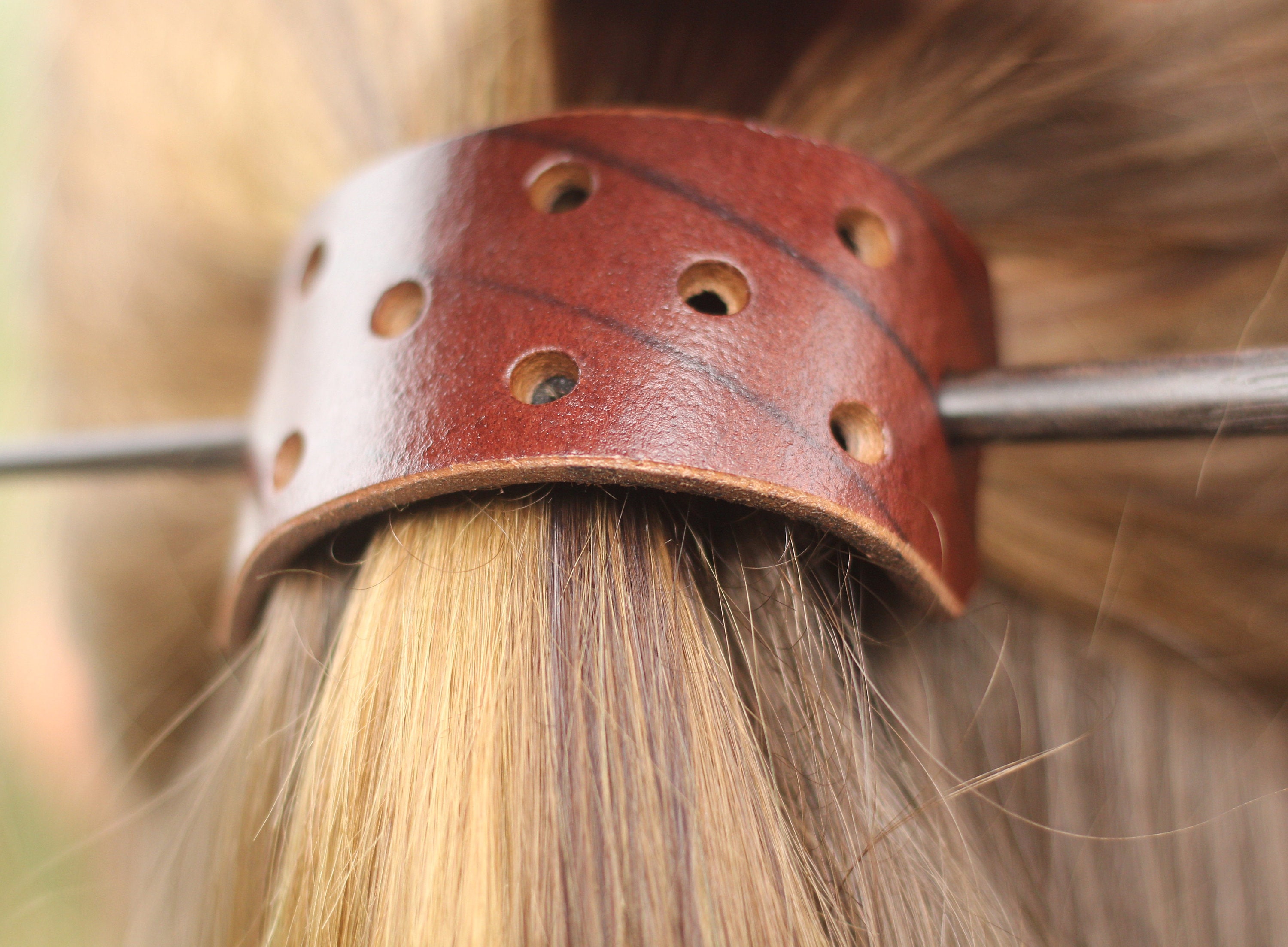 Leather hair barrette in ethnic style wooden hair stick with Etsy