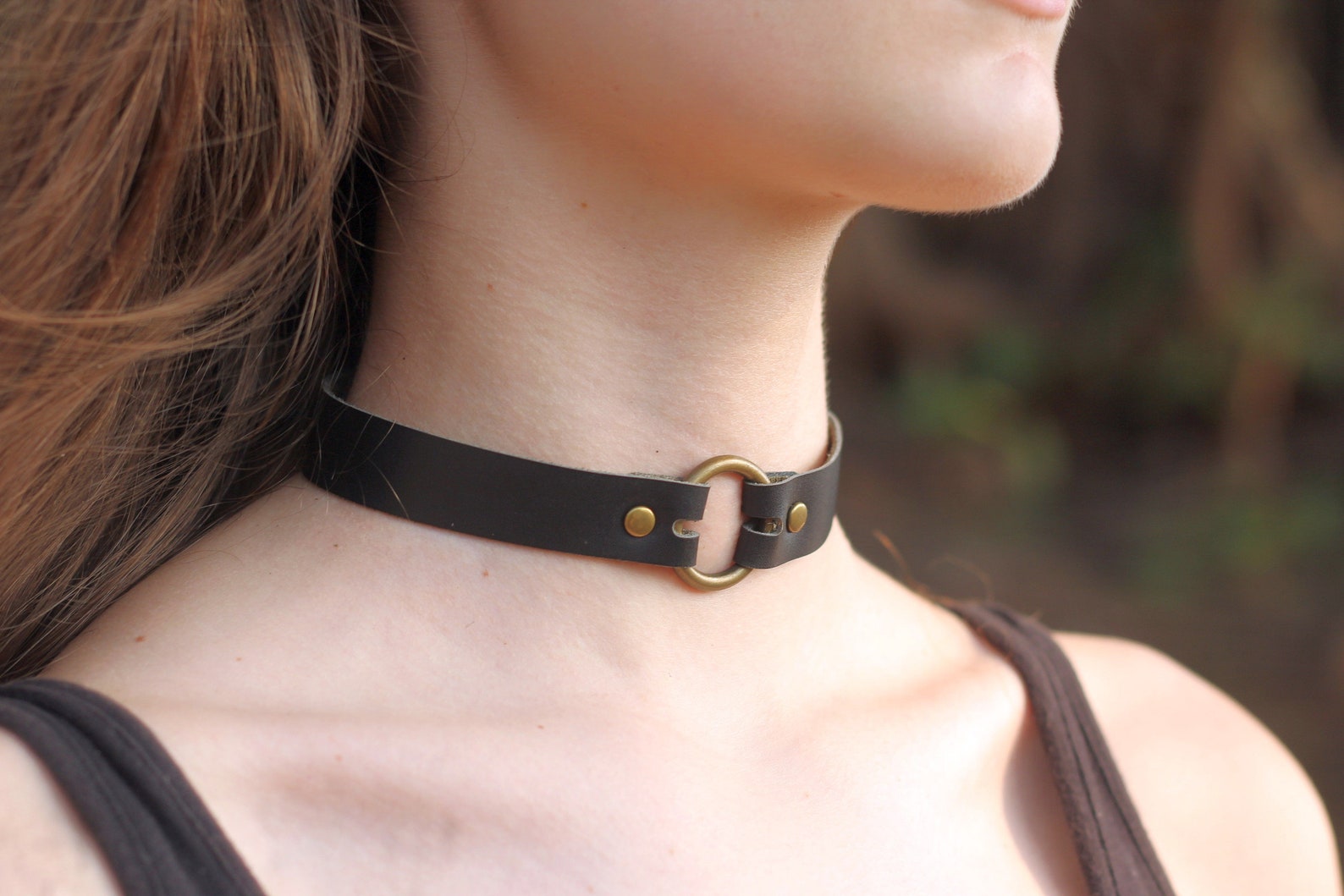 O Ring Leather Choker In Bdsm Style Black Collar For Etsy