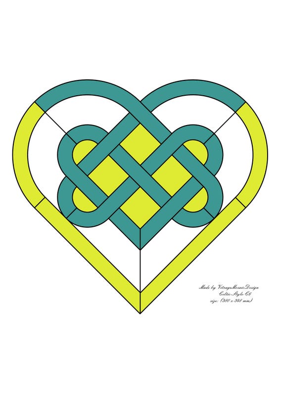 Celtic Heart Stained Glass Pattern Pdf Pattern Glass Gift Etsy