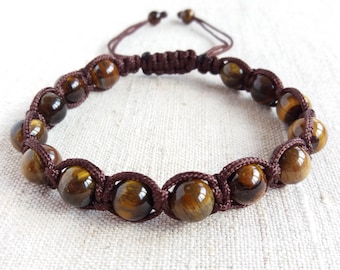 Tigers eye bracelet men Braided bracelet with beads Protection bracelet for women