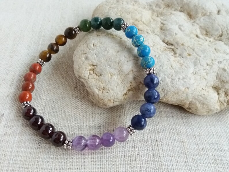 7 Chakra Elastic Beaded Power Bracelet Pranic Healing Meditation