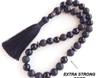 Black tasbih 33 Muslim prayer beads Worry beads Islamic tasbeeh Misbaha Subha Meditation 10mm Gemstone Agate Onyx Lava gift