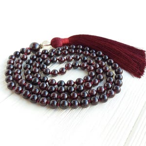 Garnet mala beads Japa mala 108 Hand knotted mala beads Buddhist prayer beads
