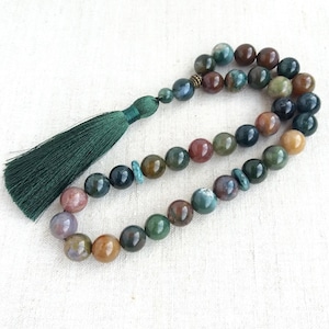 Tasbih Islamico In Pietre Turchesi E Ematite - 33 Perle, 10 Mm, Rosario Musulmano, Colore Nero, Artigianato Turco