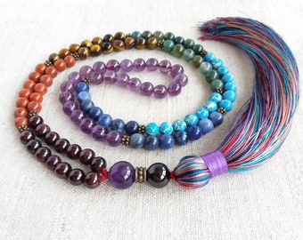 Chakra mala necklace Prayer beads necklace Mala beads 108 necklace