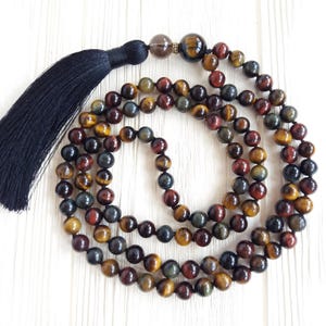 Tigers eye mala 8mm Mala necklace hand knotted Prayer beads buddhist