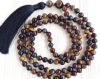 Japamala Tibetano In OCCHIO DI TIGRE - 8mm - Collana Mala 108 - Foto 3