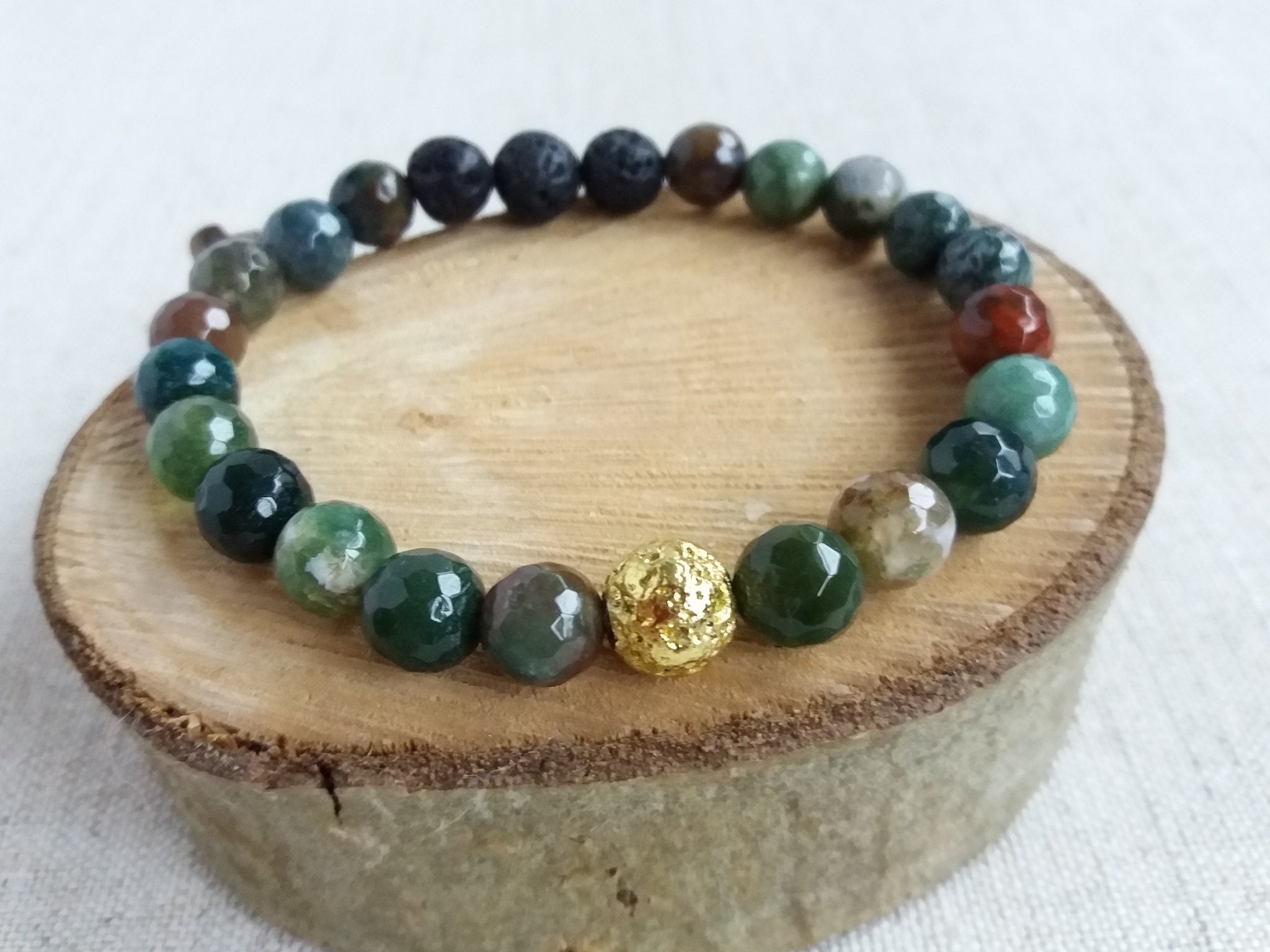 Moss Agate bracelet for women Abundance bracelet Wealth | Etsy