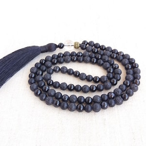 Black agate mala 108 mala beads necklace Japa mala 108 Buddhist prayer beads