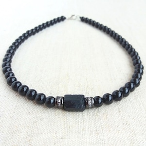 Black tourmaline choker Raw black tourmaline necklace Protection necklace for women