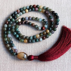 Moss Agate mala beads Japa mala 108 Prayer beads buddhist