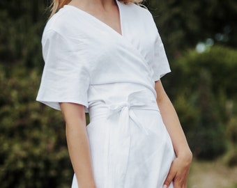 etsy white linen dress
