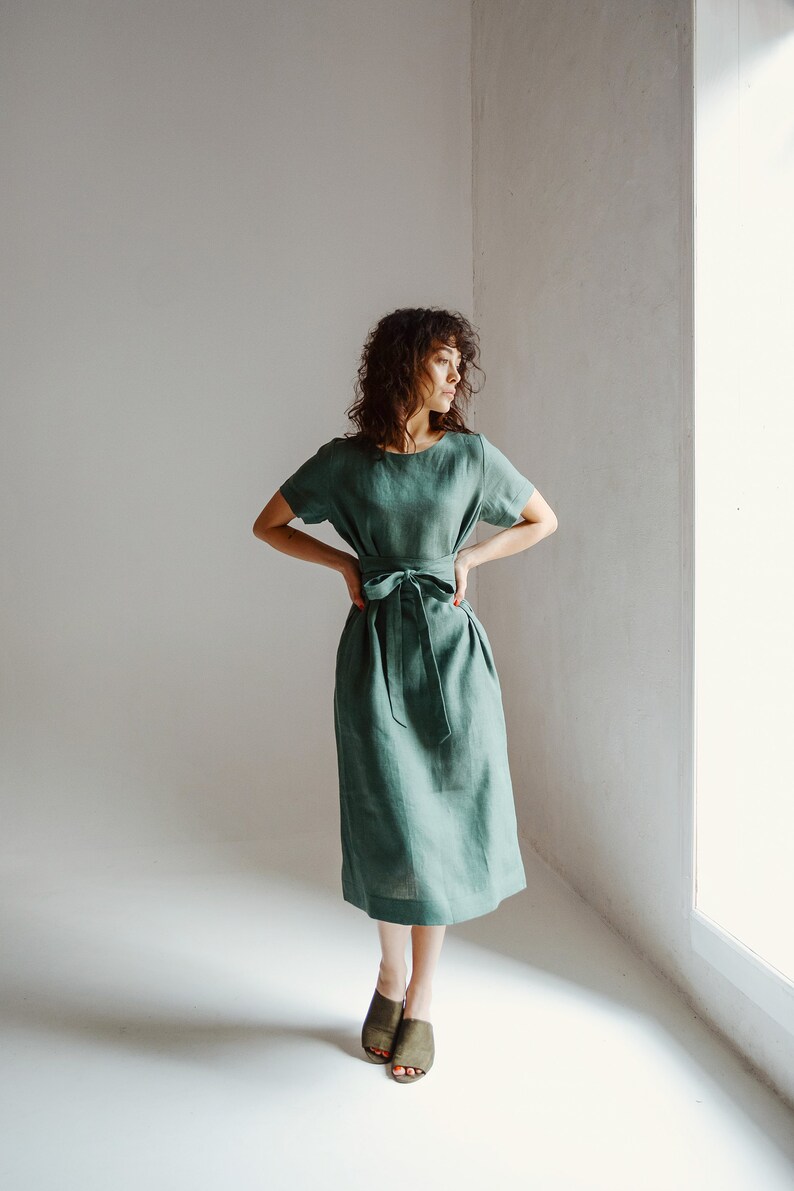 Long Linen Dress. Bridesmaid Dress. Linen Tunic. Wrap Linen Etsy