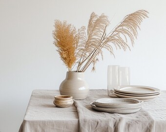 Linen tablecloth, linen tablecloth rectangle white, washed soft linen tablecloth oval blue, linen tablecloth square, linen tablecloth round