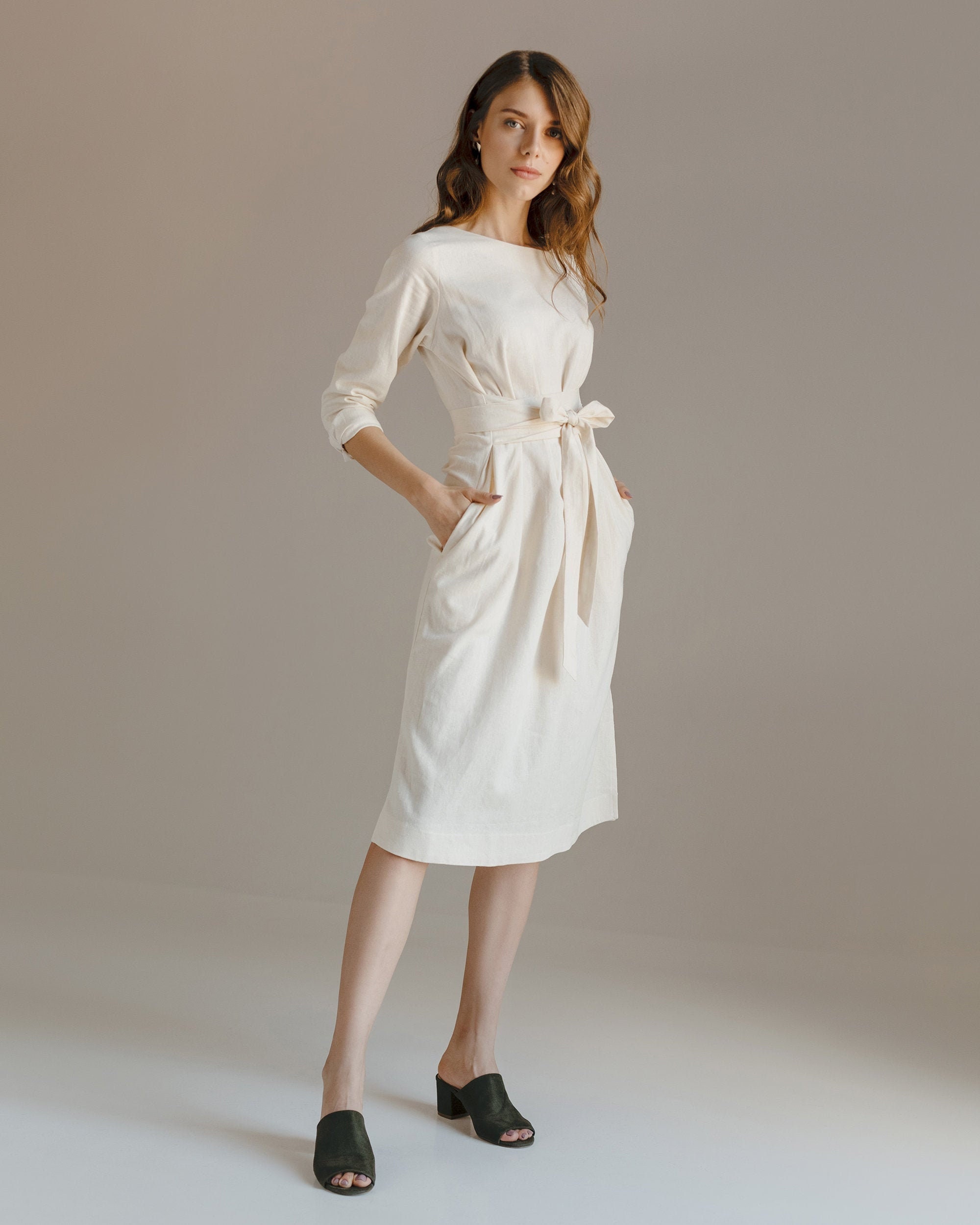 Linen dress. Bridesmaid dress. Linen tunic. Wrap linen dress. Etsy