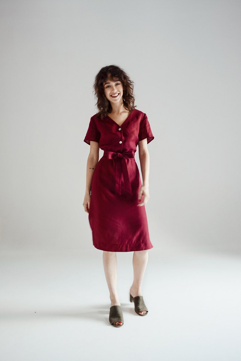 Long Linen Dress. Bridesmaid Dress. Linen Tunic. Wrap Linen Etsy