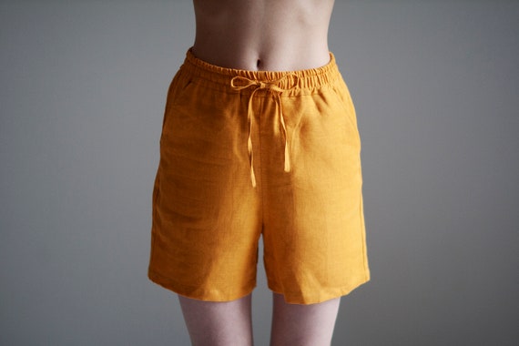 Elastic Waist Shorts Womens Linen 