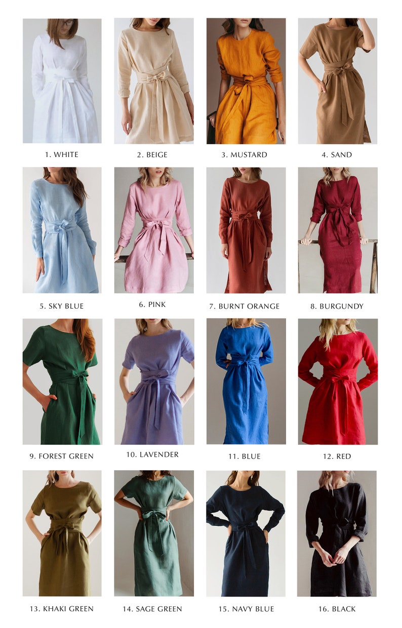 a bunch of different types of dresses in different colors