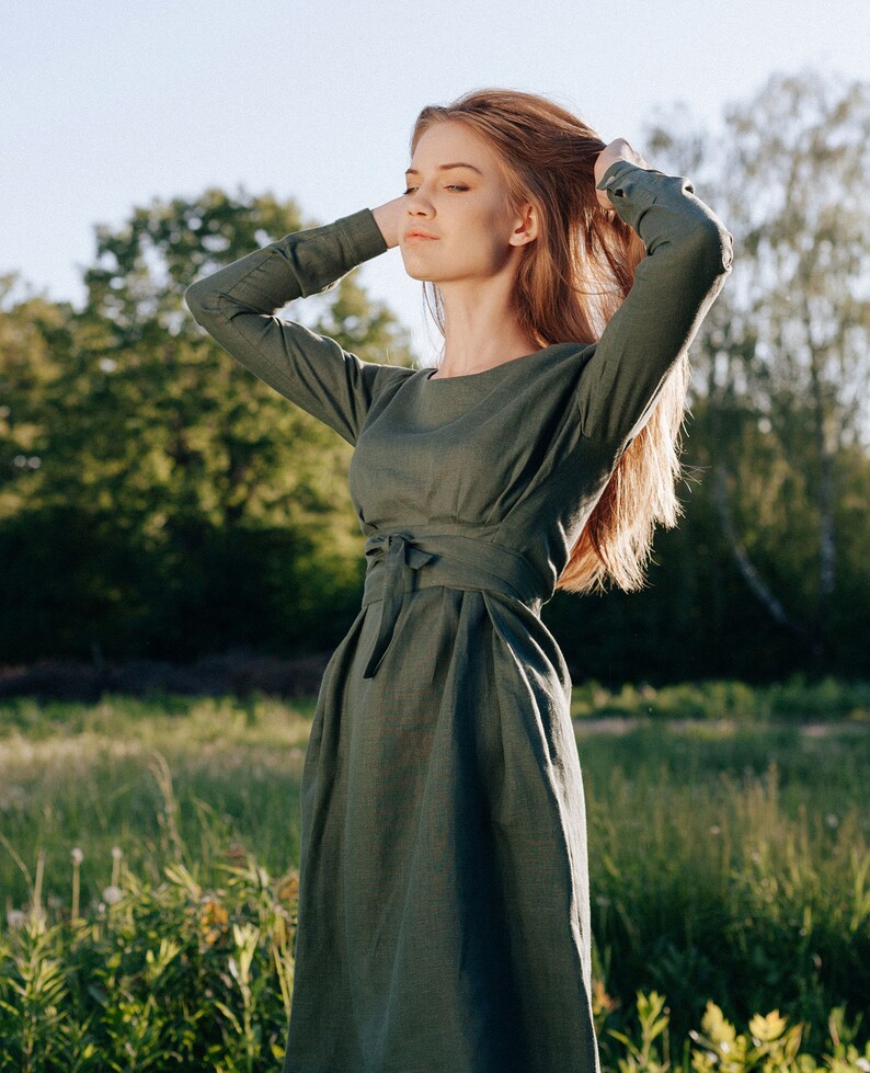 olive green dress modest Elegant Olive Green Lace & Pleated Chiffon Maxi Dress  Luxury Modest   FineLook