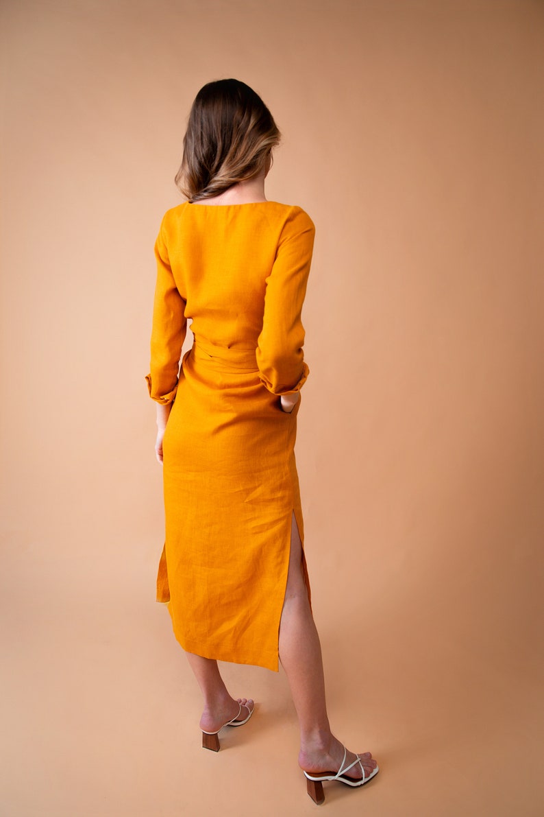 Linen Dress. Bridesmaid Dress. Long Linen Dress. Wrap Linen Etsy