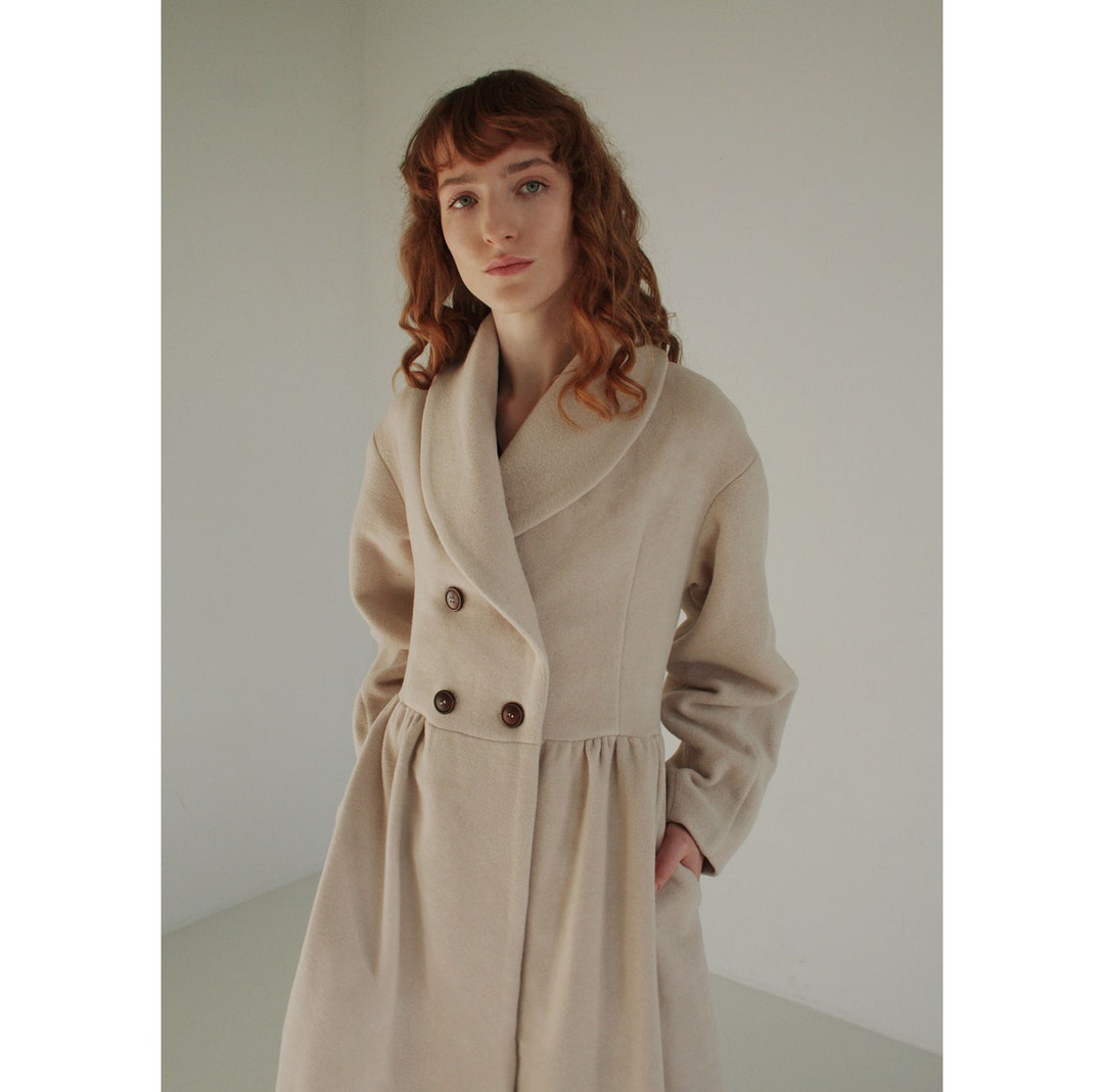 Ivory Coats for Women Fit and Flare Coat Beige Wool Coat Etsy