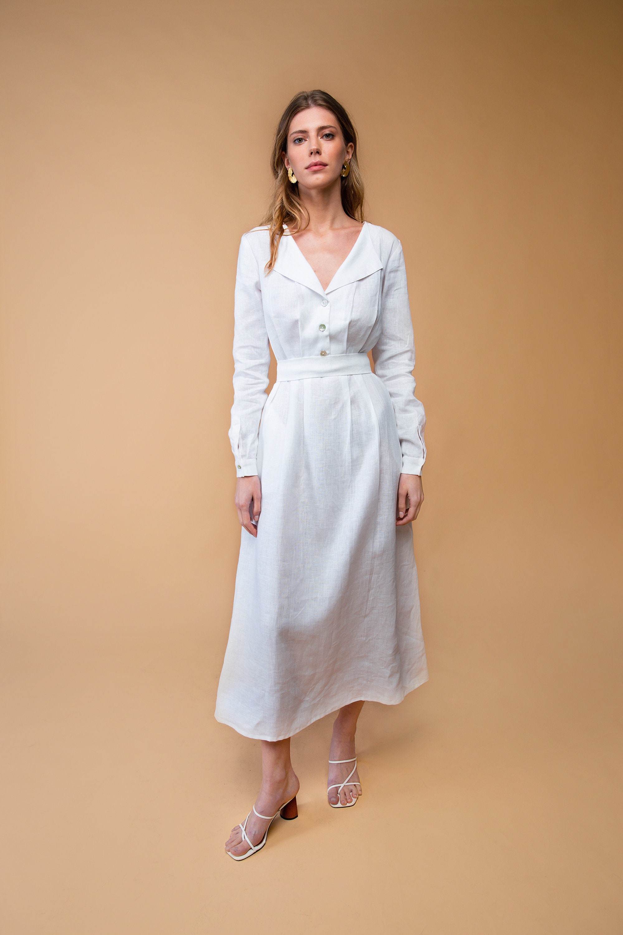 Linen dress. Wrap linen dress. Bridesmaid dress. Linen tunic. | Etsy