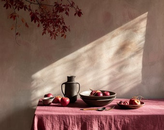 Linen tablecloth burgundy, linen tablecloth rectangle, washed soft linen tablecloth oval, linen tablecloth square, linen tablecloth round