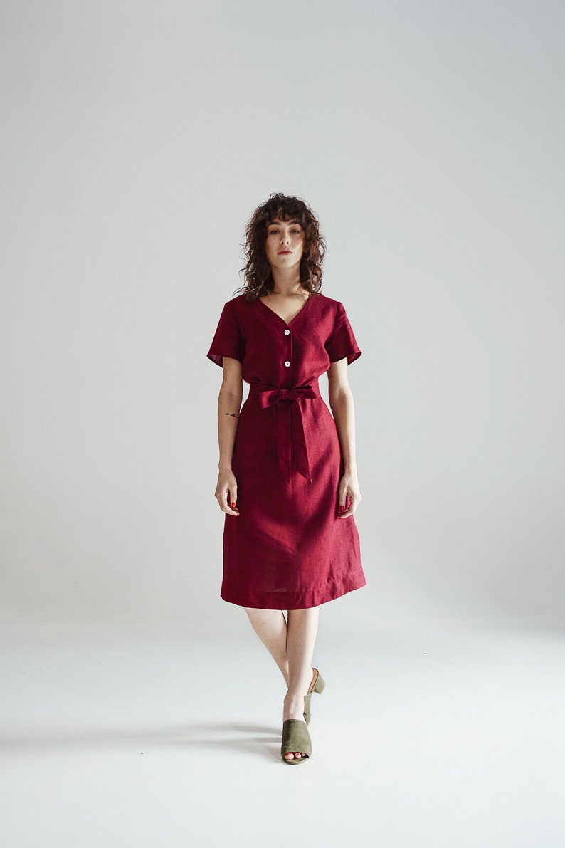 Long Linen Dress. Bridesmaid Dress. Linen Tunic. Wrap Linen Etsy