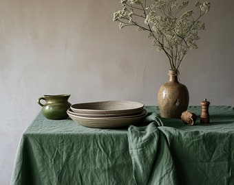 Linen tablecloth green, linen tablecloth rectangle, washed soft linen tablecloth oval blue, linen tablecloth square, linen tablecloth round