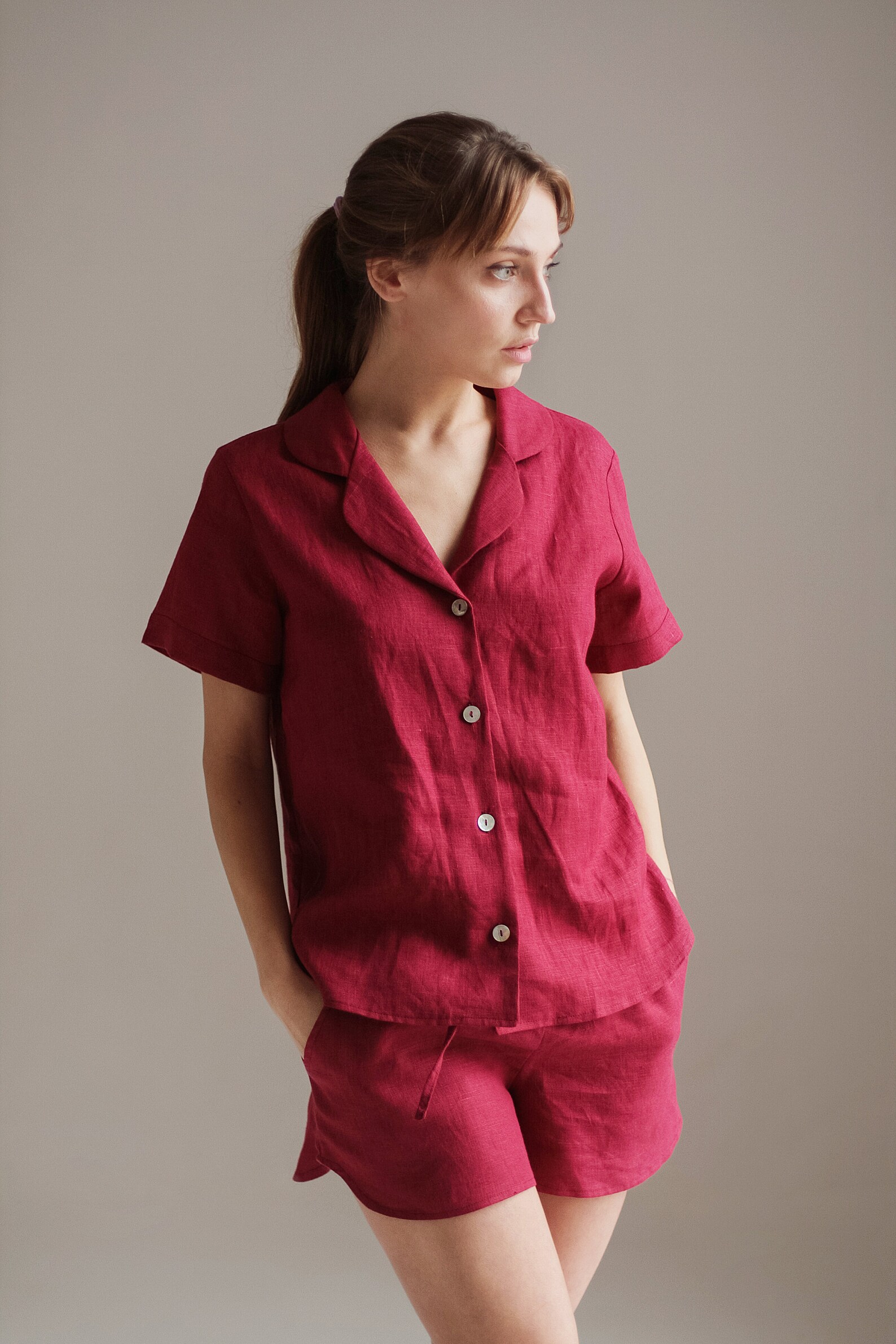 Linen Pajama Set. Linen Top. Linen Shorts. Christmas Pajamas. Etsy